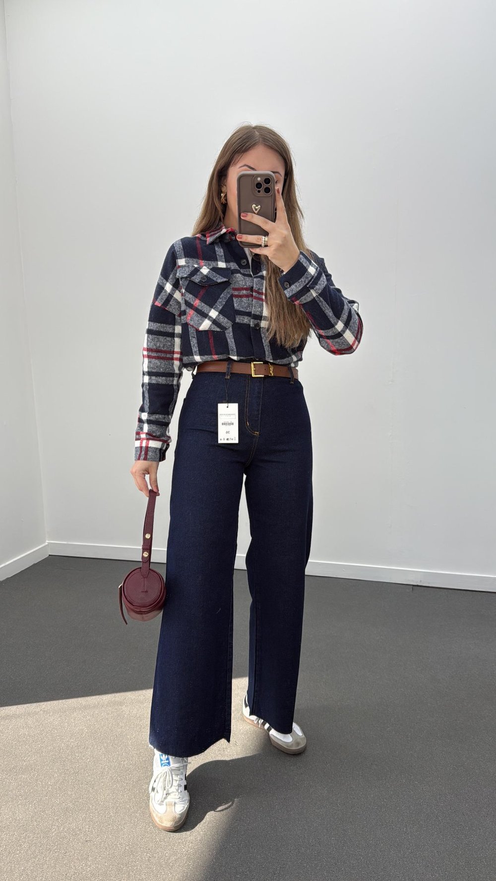 Francisco Dark Blue Wide Leg Crop Jeans 