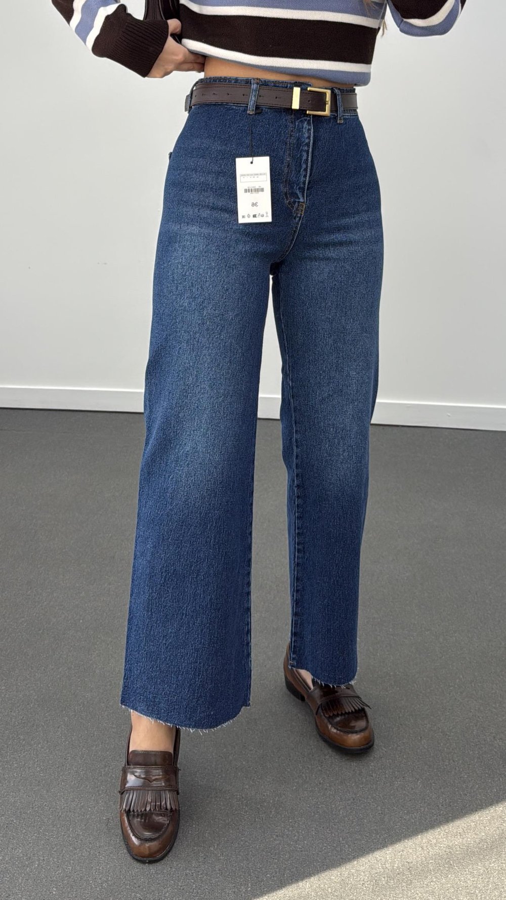 Francisco Kot Renk Wide Leg Crop Jeans