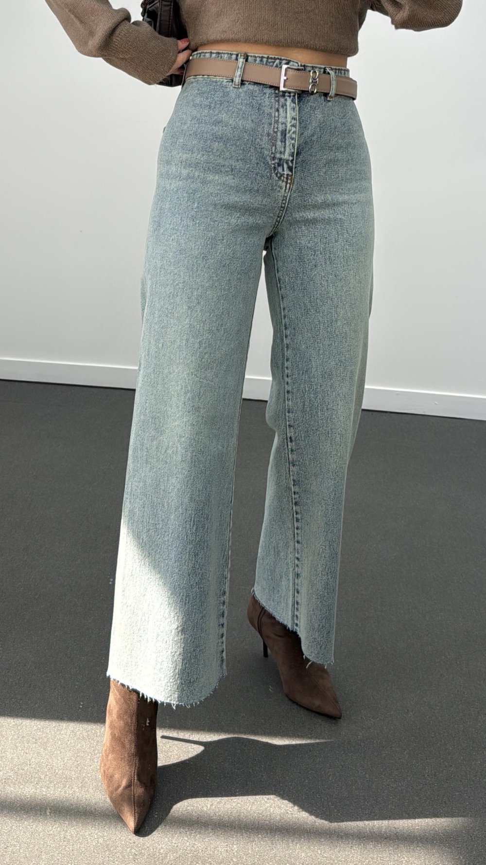 Francisco Tint Yıkamalı Wide Leg Crop Jeans