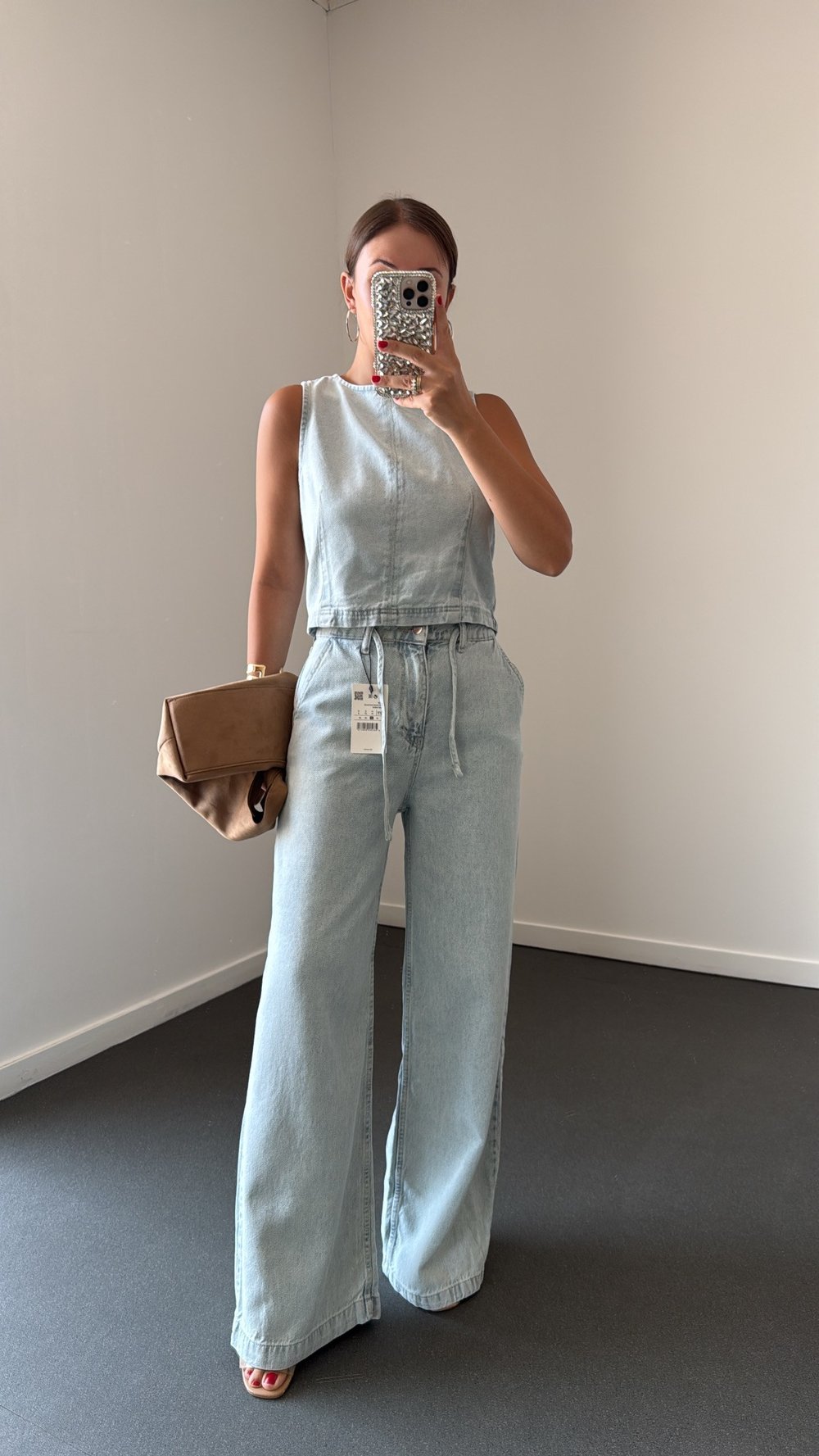Jenna Buz Mavisi Denim Bluz Ve Pantolon Takım