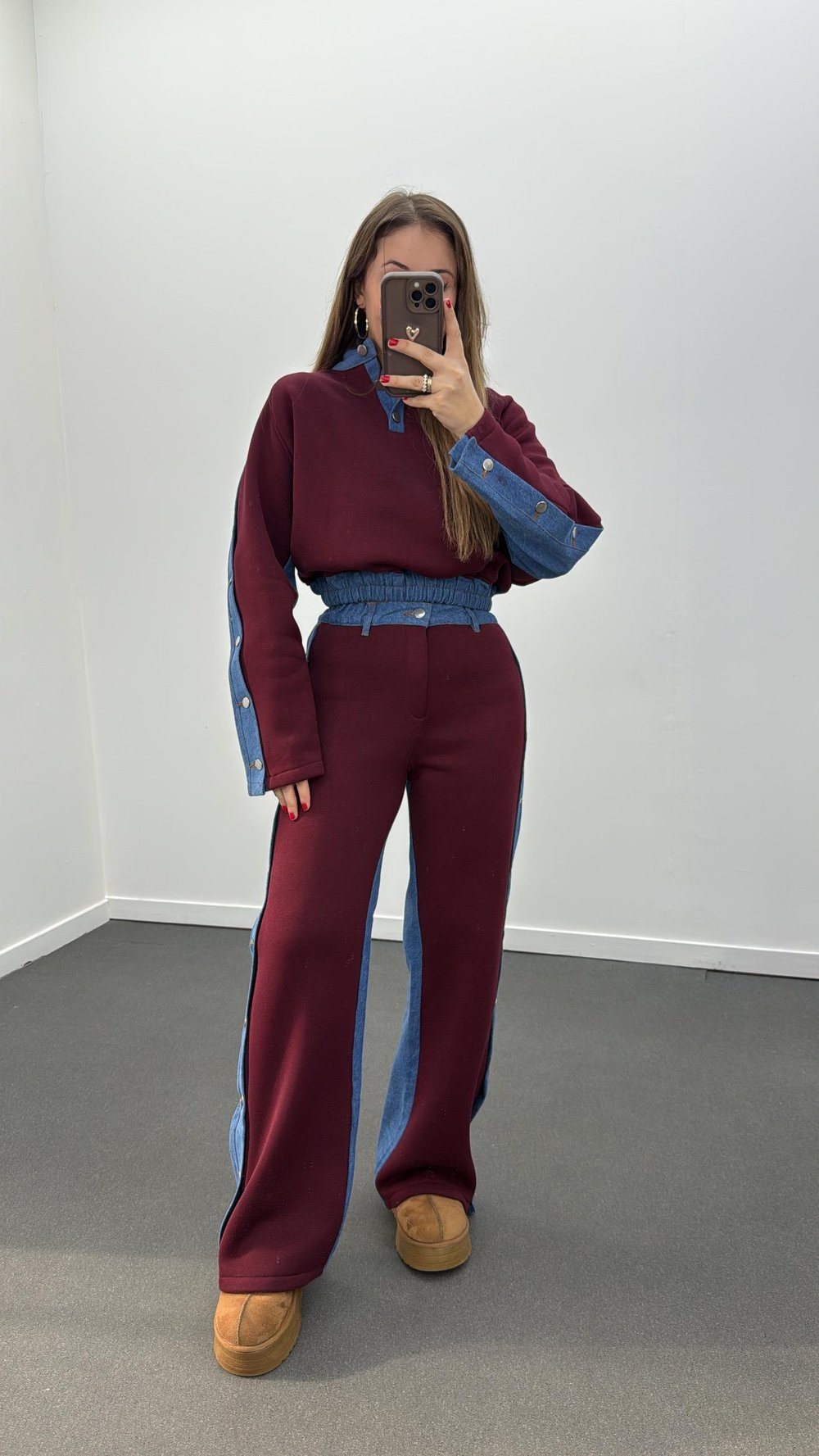 Loona Bordo Kot Mixli Eşofman Takımı