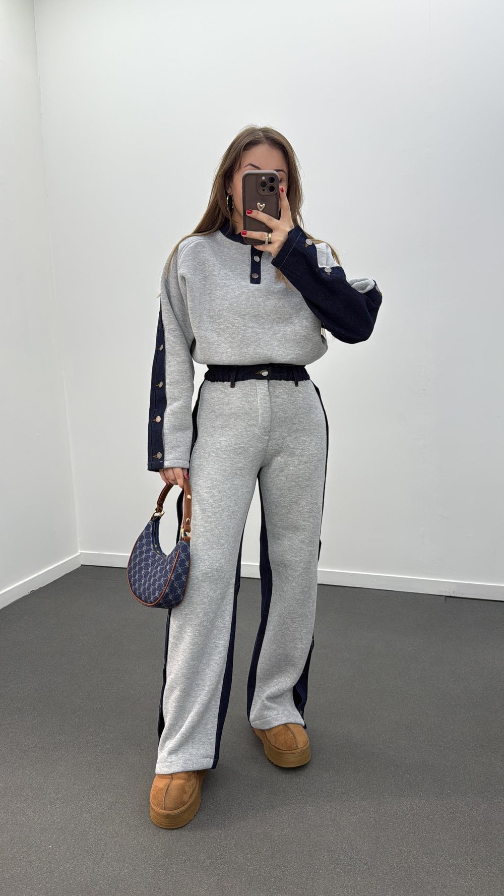 Loona Gri Kot Mixli Eşofman Takımı