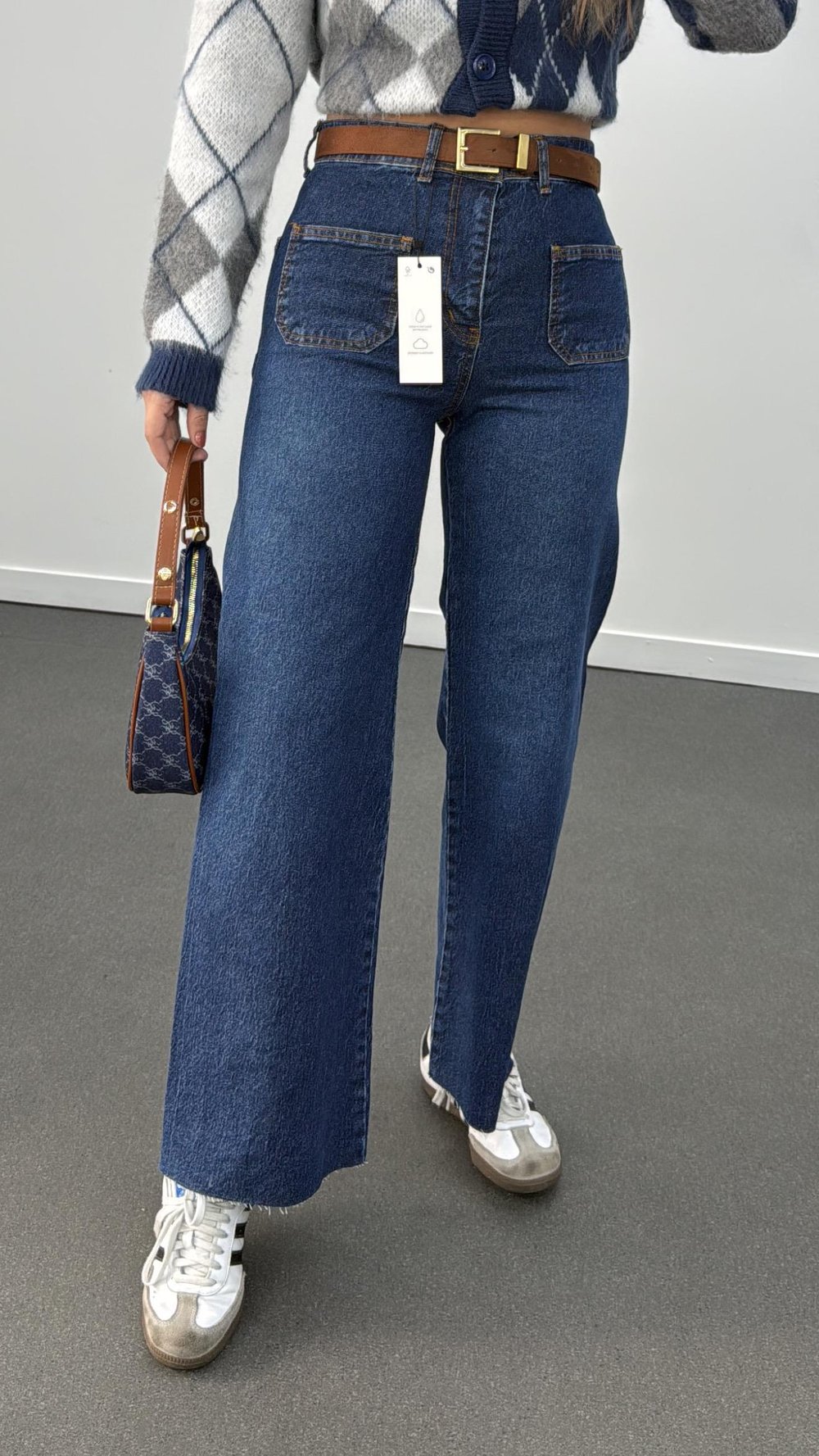 Milano Kot Renk Cepli Yarım Flare Jeans