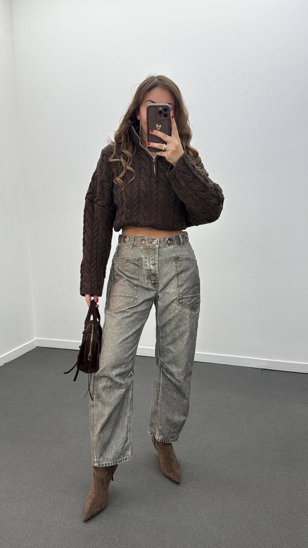 Moirenn Haki Kaplama Barrel Fit Jeans