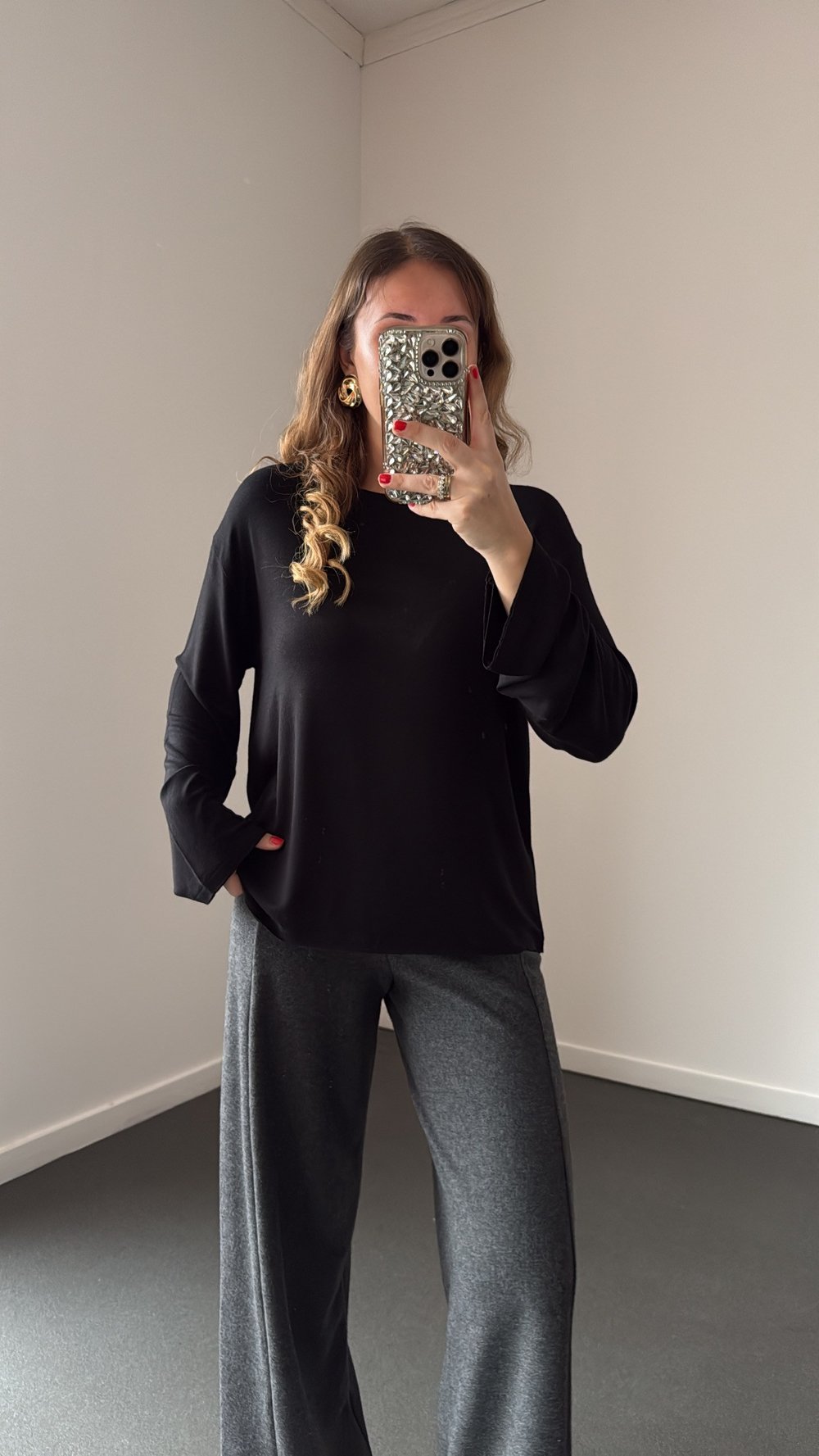 Moonie Siyah Modal Basic Sweat