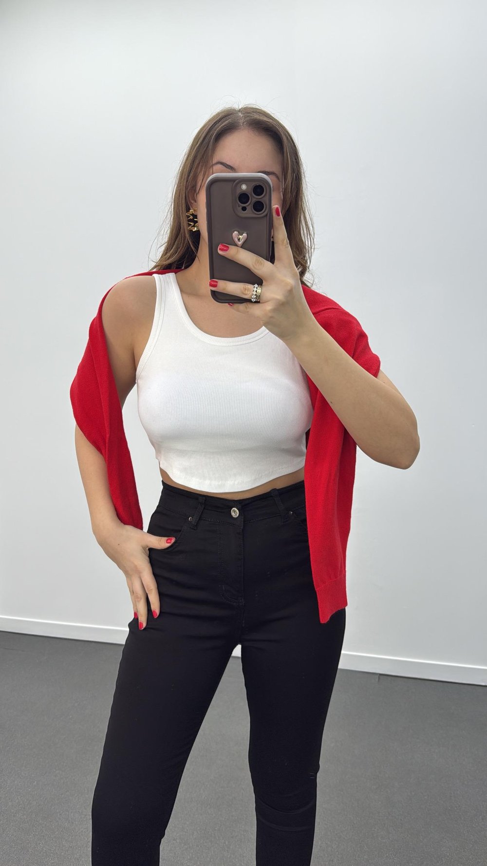 Nora Beyaz İçi Pedli Fitilli Basic Atlet