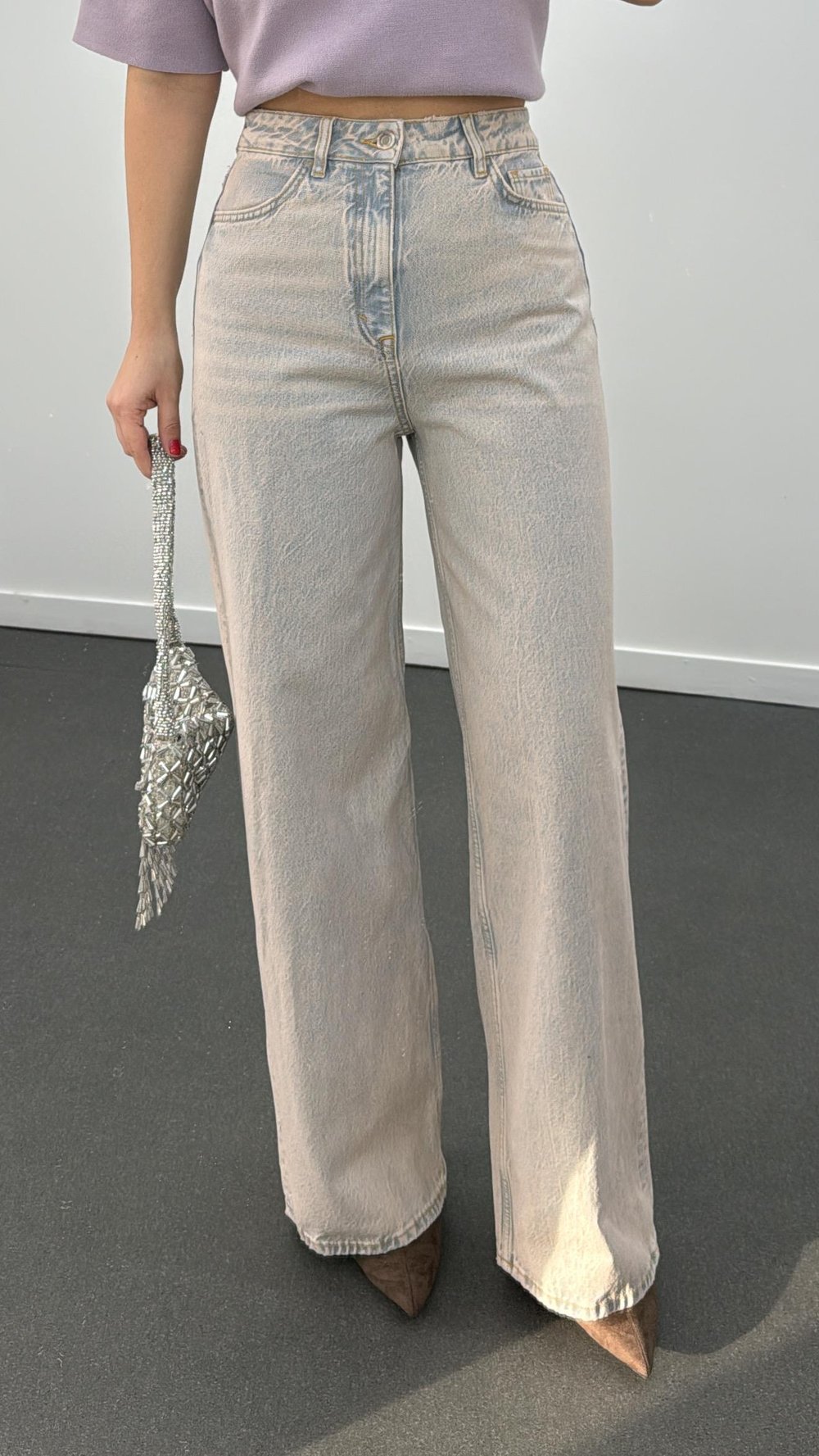 Rainbow Tint Yıkamalı Palazzo Jeans