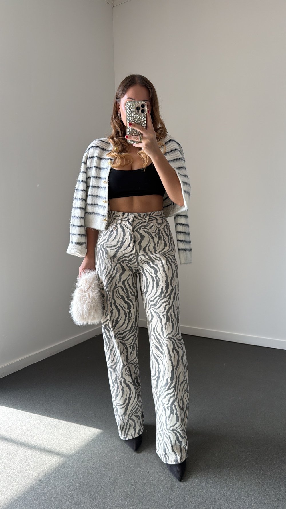 Ranger Zebra Desenli Wide Leg Jeans