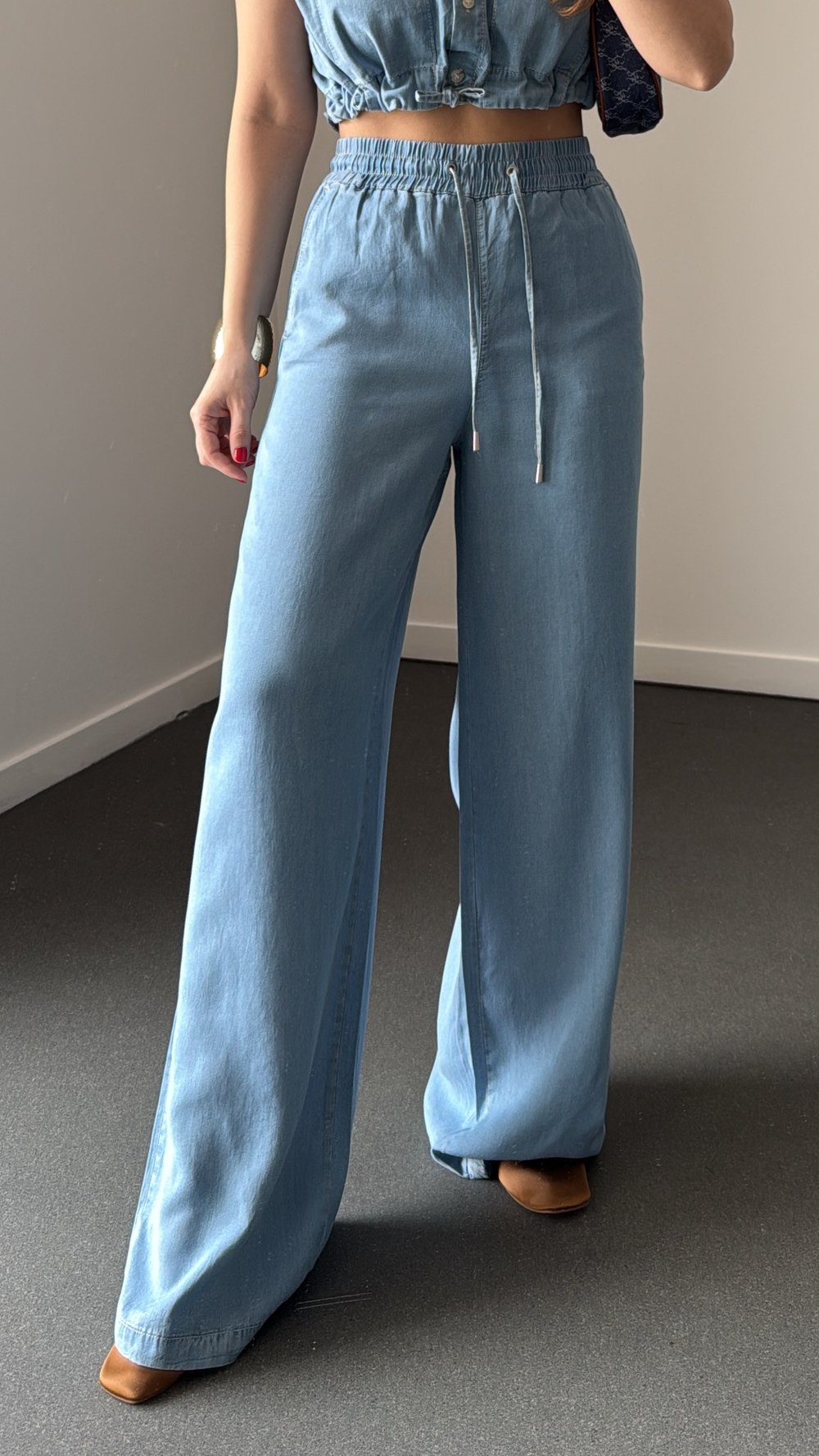 Serena Beli Lastikli Tencel Denim Pantolon