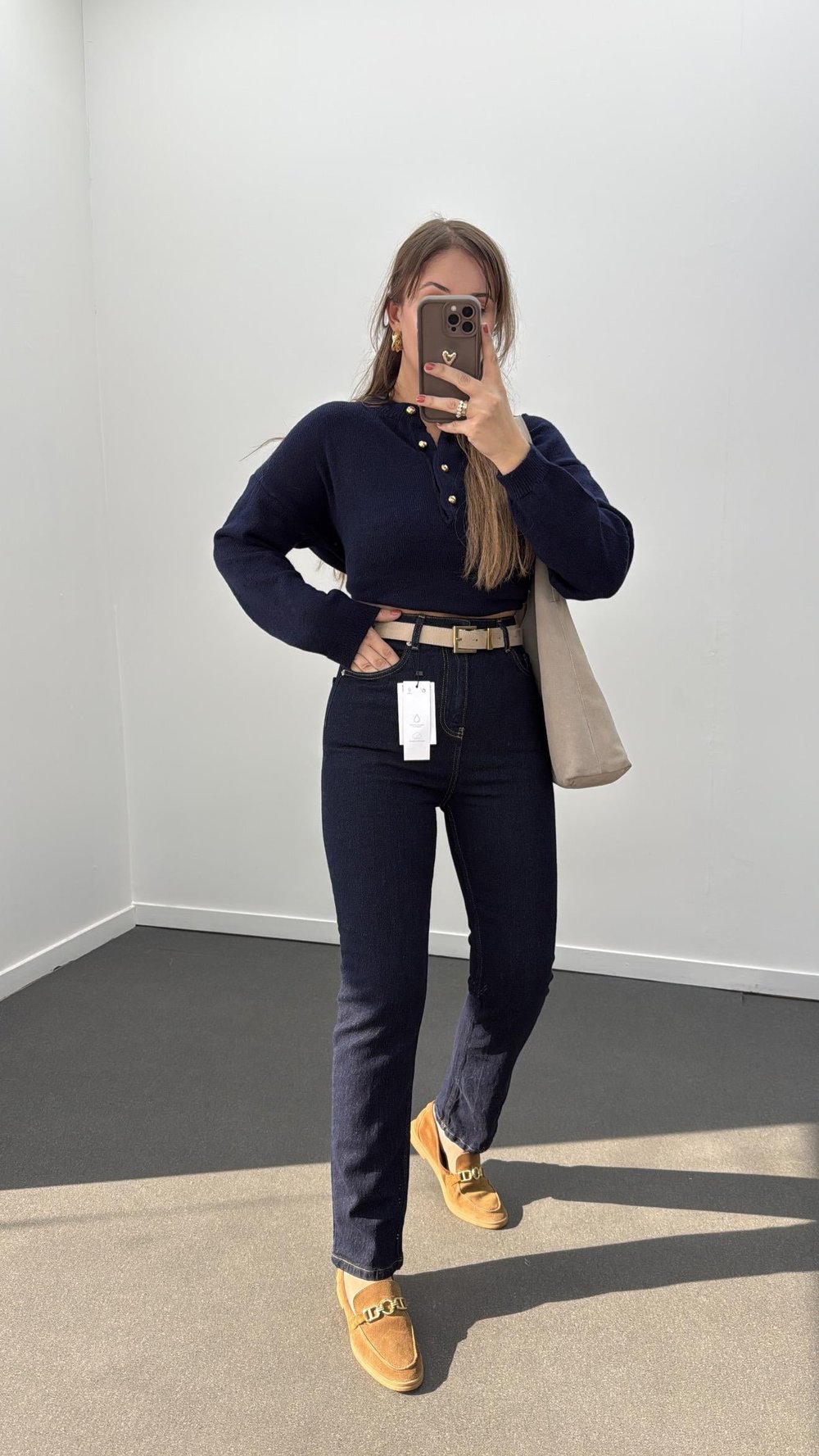 Seul Dark Blue Süper Yüksek Bel Boyfit Jeans