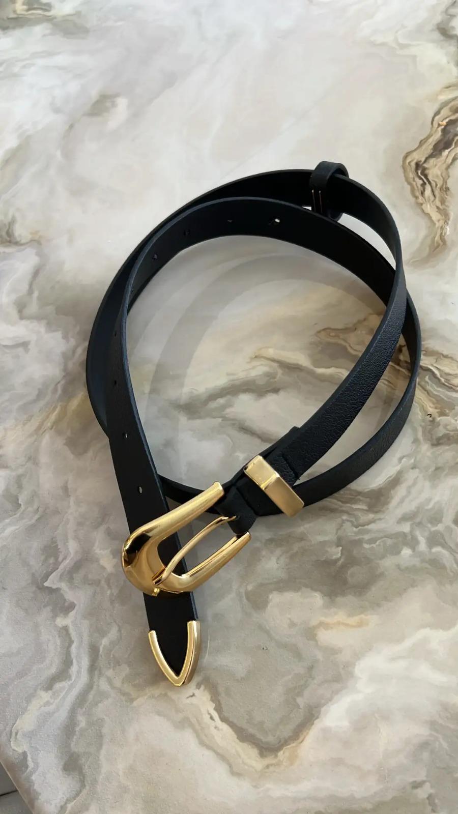 Siyah Gold Basic Kemer