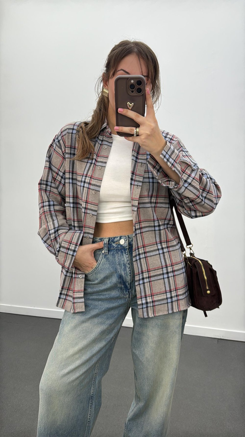 Taylor Bej Mavi Ekoseli Oduncu Gömlek