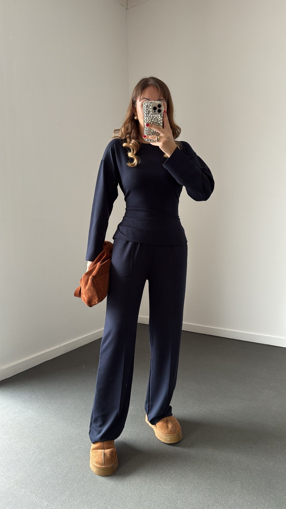 Velline Lacivert Çapraz Bağlamalı Body ve Eşofman Takımı
