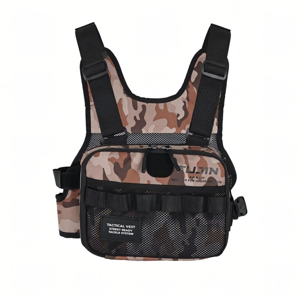 Fujin Tactical Vest Brown Camo Balıkçı Çantası
