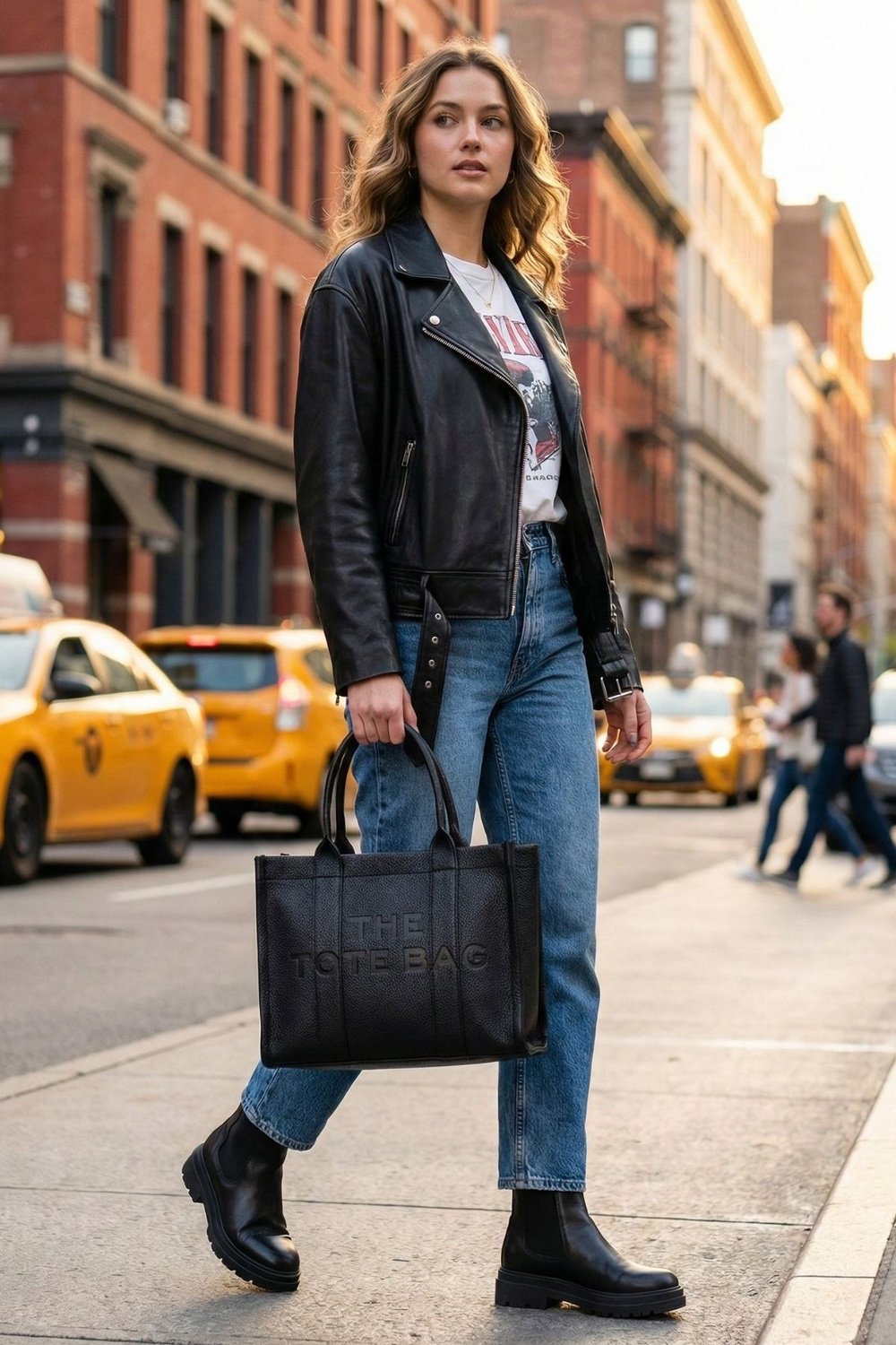 The Tote Bag Deri Kadın Omuz Çanta Siyah