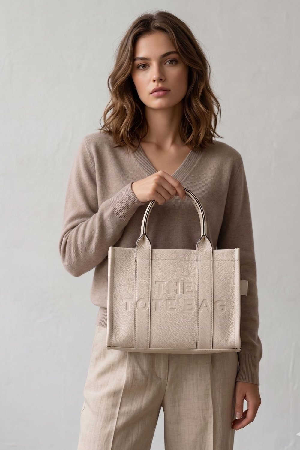 The Tote Bag Kadın Deri El & Kol & Omuz Çanta Krem