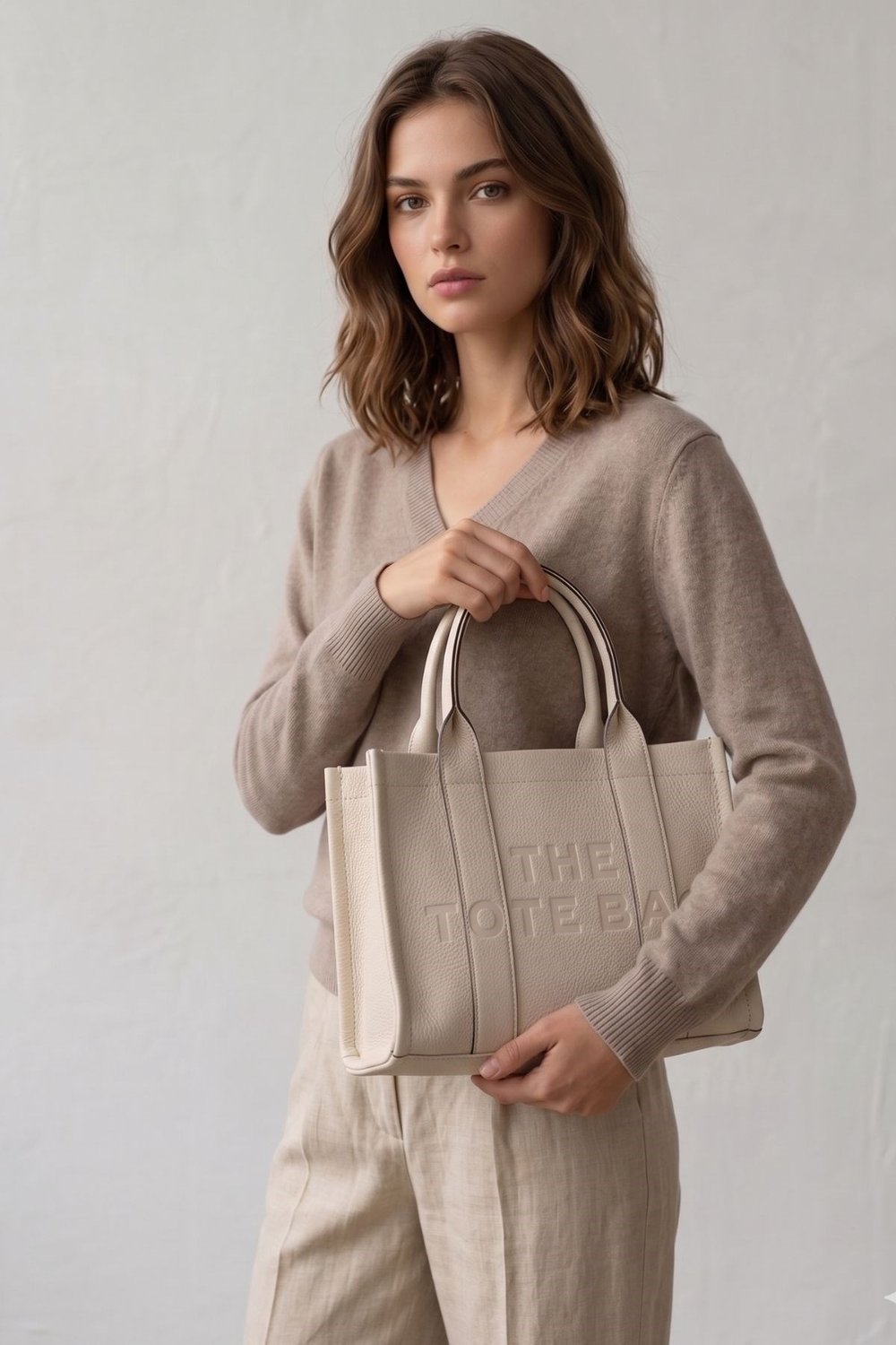 The Tote Bag Kadın Deri El & Kol & Omuz Çanta Krem