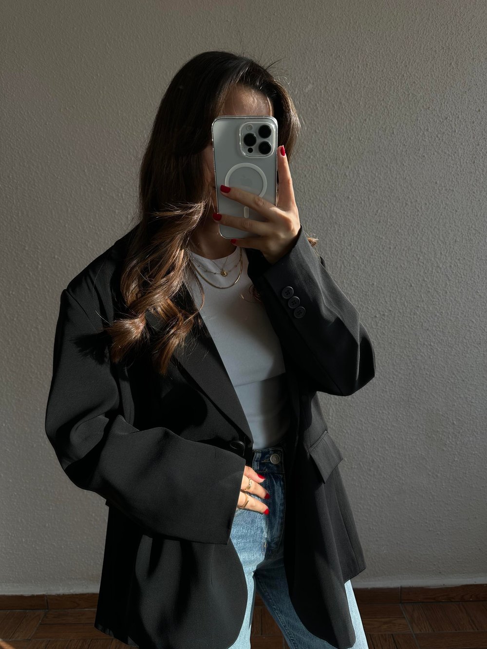 Süs Cepli Oversize Blazer Ceket-Kahverengi 