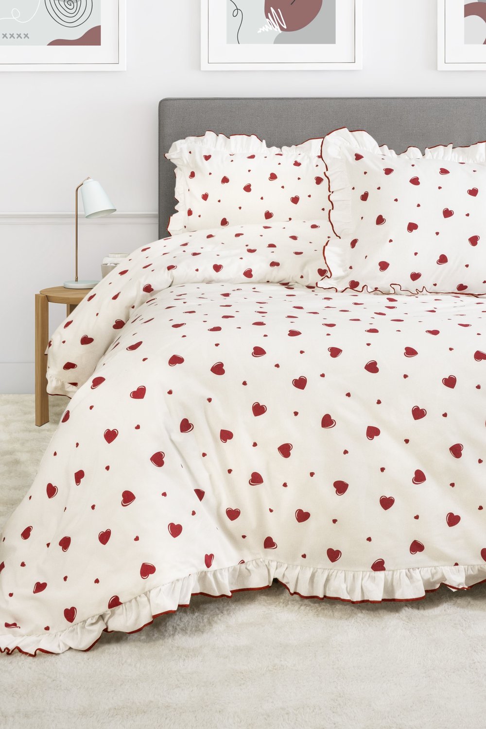 Juliet Premium Kalpli Fırfırlı Çift Kişilik Nevresim Seti / %100 Pamuklu