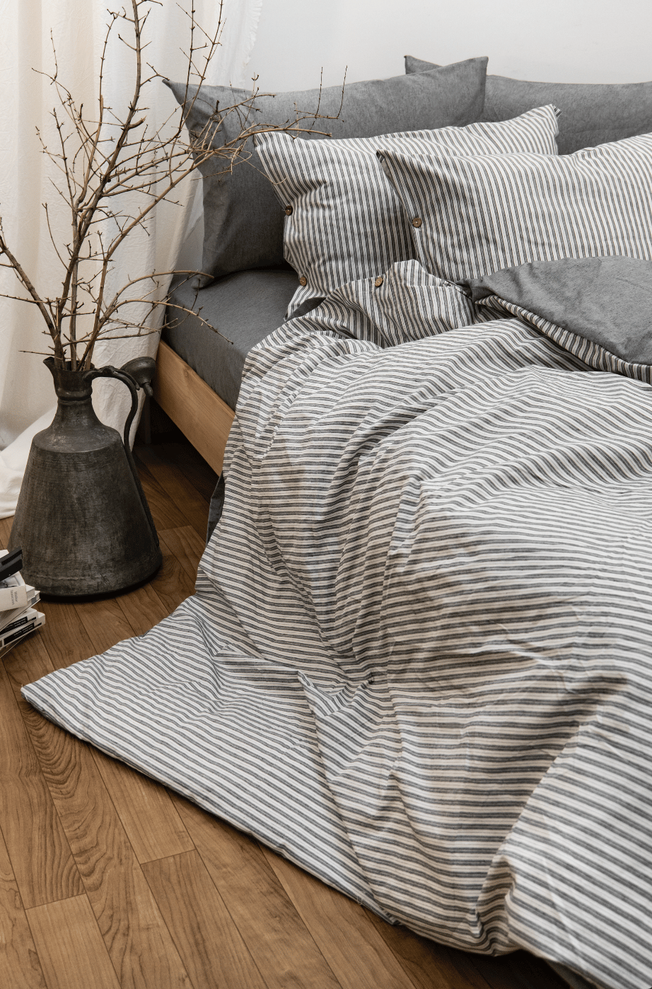 Huzur Zebra İpliği Boyalı Çift Kişilik Nevresim Takımı (Lastikli Çarşaflı)