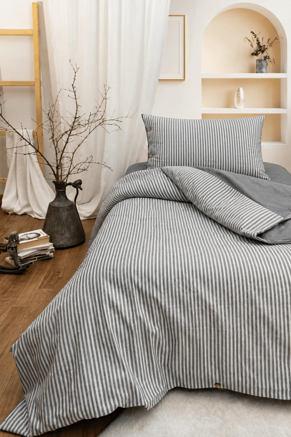 Huzur Zebra İpliği Boyalı Tek Kişilik Nevresim Takımı (Lastikli Çarşaflı)