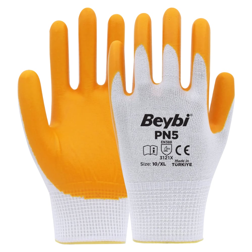 Beybi PN5 Polyester Örme Nitril Eldiven 10/XL