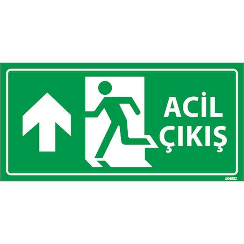 Fotolümenli Decota Acil Çıkış Exıt Levhası Ok Yönü Yukarı 12x24