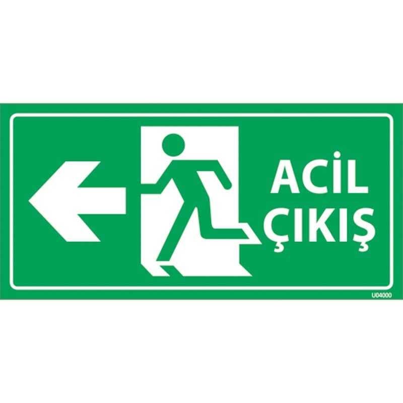 Fotolümenli Decota Acil Çıkış Exıt Levhası Ok Yönü Sol 12x24