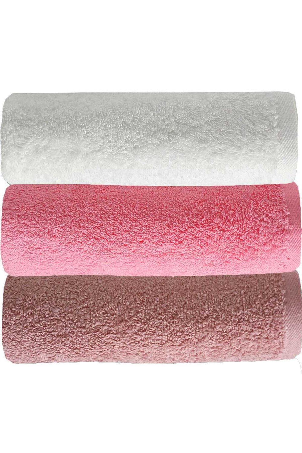 3 lü Düz Renk El Yüz Havlu Seti %100 Pamuklu 50x90 Cm Gül-Pembe-Beyaz
