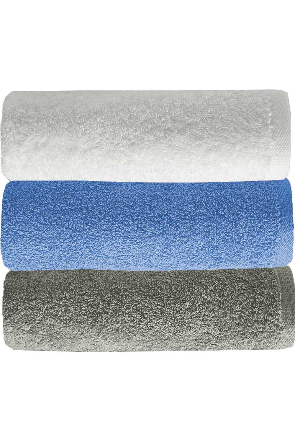 3 lü Düz Renk El Yüz Havlu Seti %100 Pamuklu 50x90 Cm Gri-Mavi-Beyaz