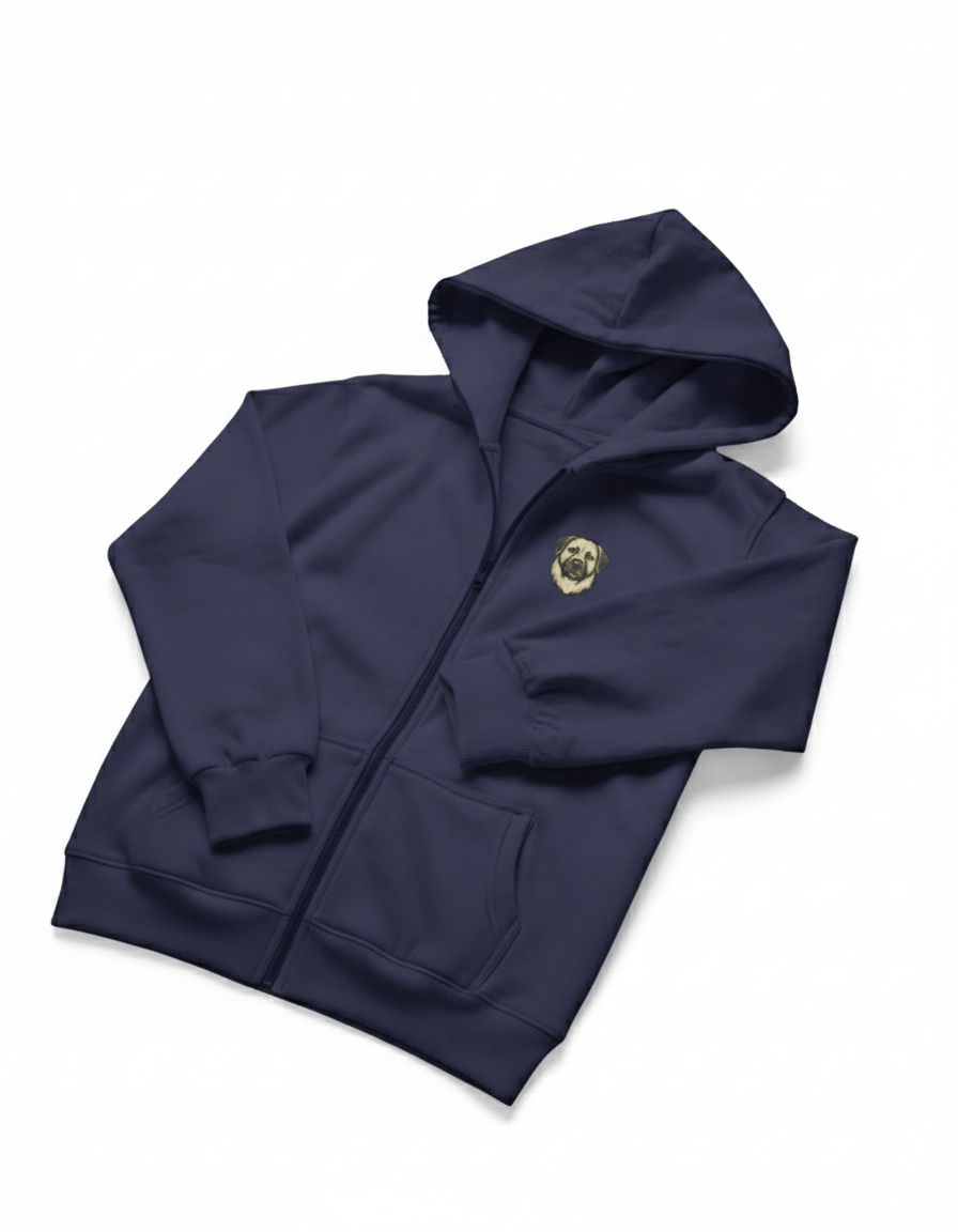 Erkek Kangal Baskılı Oversize Fermuarlı Hoodie