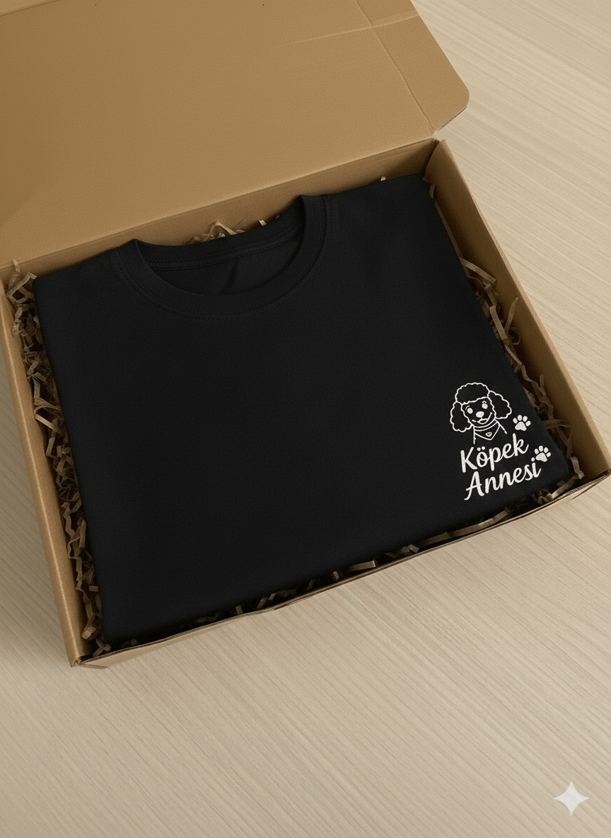 Köpek Annesi Hediye Kutusu – T-shirt + Kolye + Anahtarlık + Kitap Ayracı + Örgü Süs (Sürpriz Hediyeli)