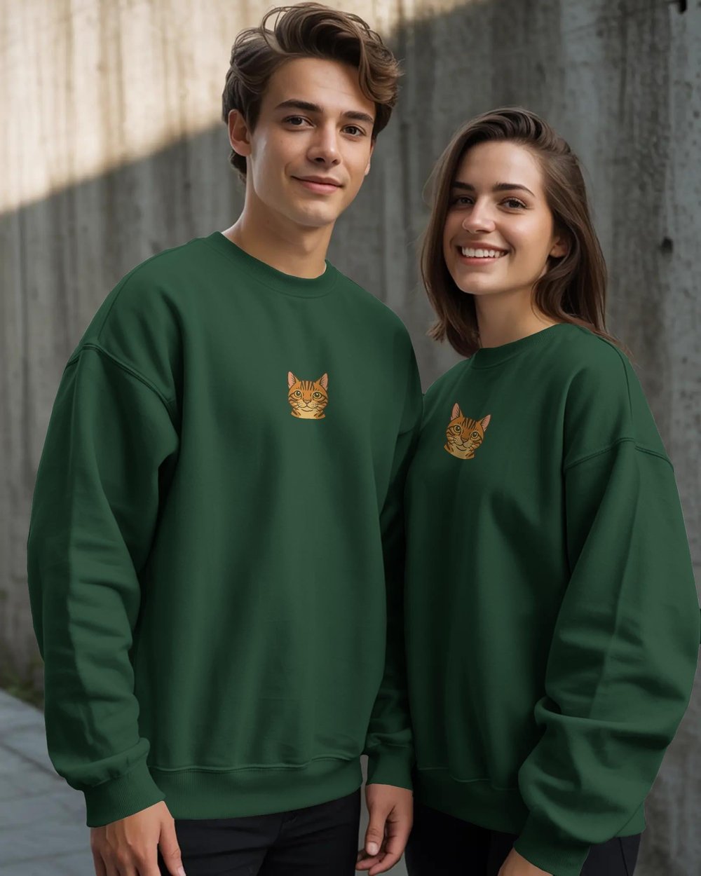 Muhtar Store Sevgililer Günü Özel Bengal Kedisi Figürlü Unisex Sweatshirt