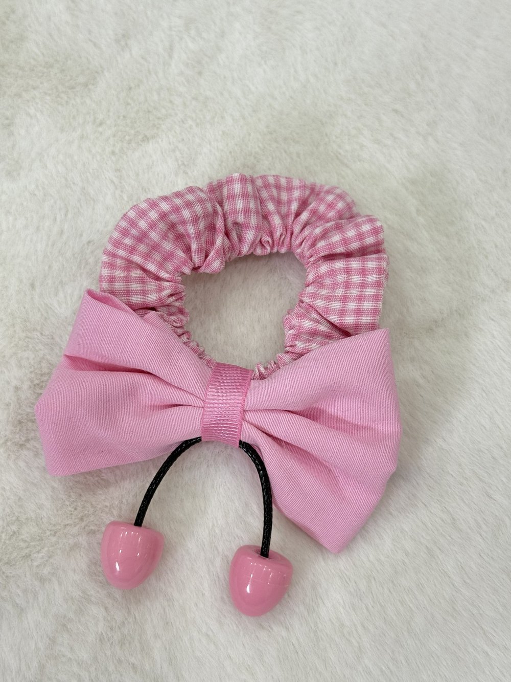 Kirazlı Fiyonk Pembe Lastik Toka