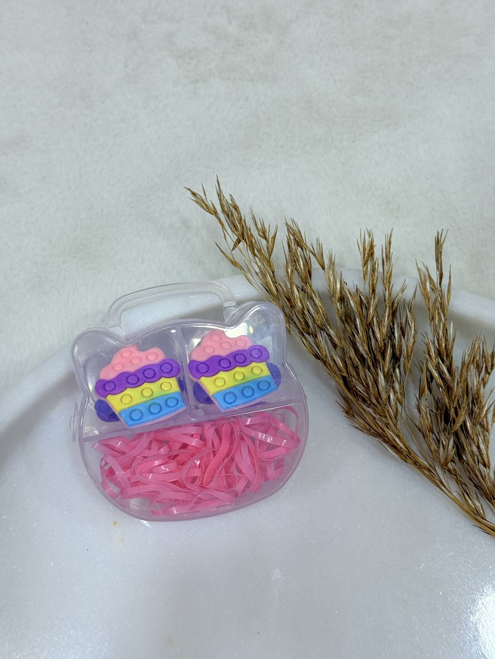 Minik Kedi Kutulu Pembe Toka Set