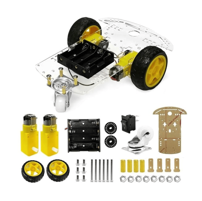 2WD Çok Amaçlı Mobil Robot Platformu - Şeffaf - Arduino Uyumlu