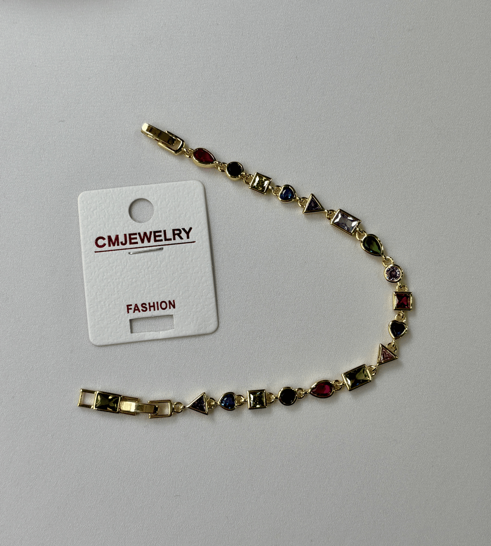 RENKLİ TAŞLI  GOLD BİLEKLİK