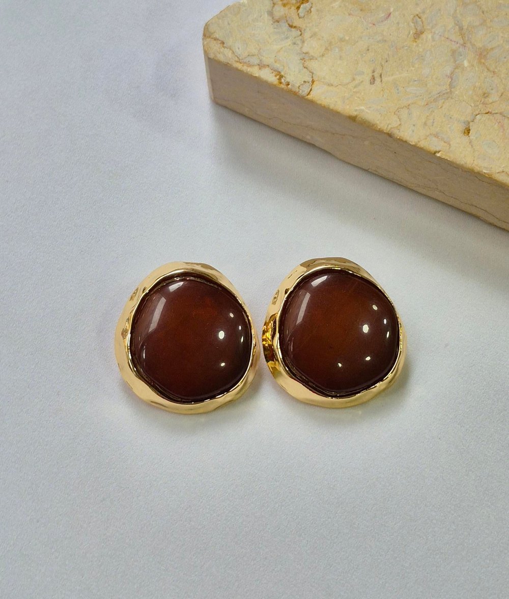 GOLD ÇERÇEVELİ YUVARLAK KÜPE
