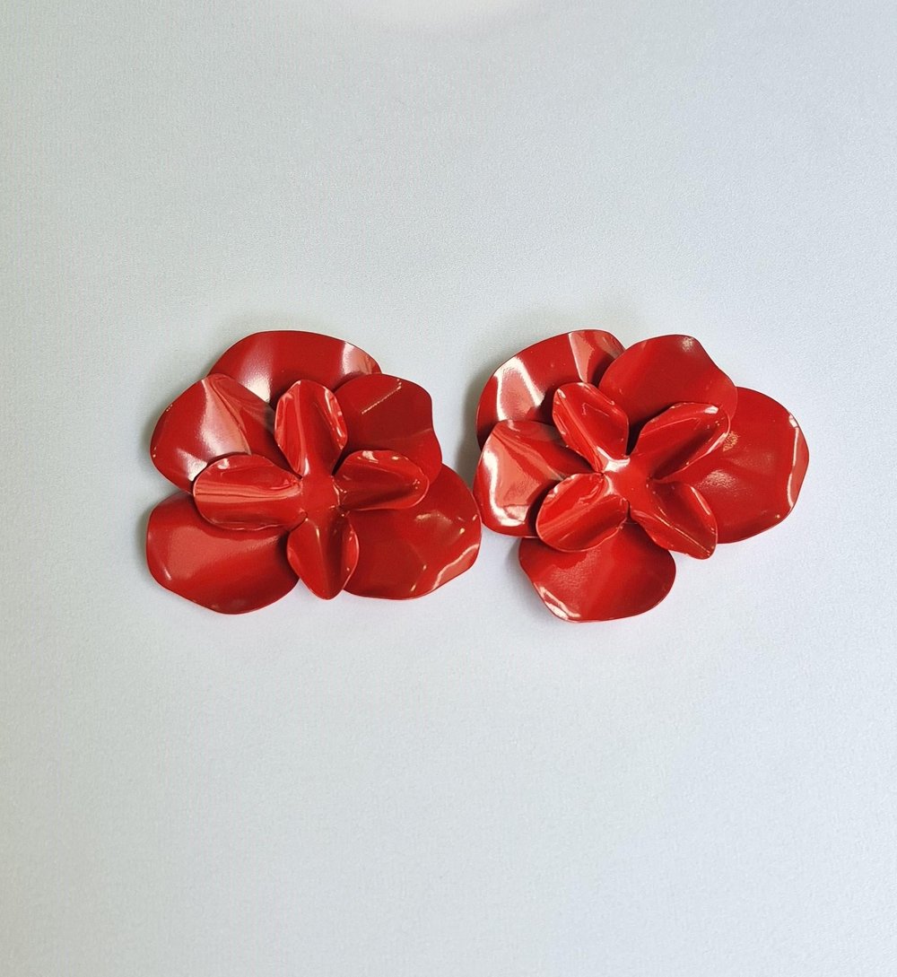 KIRMIZI ÇİÇEK KÜPE 