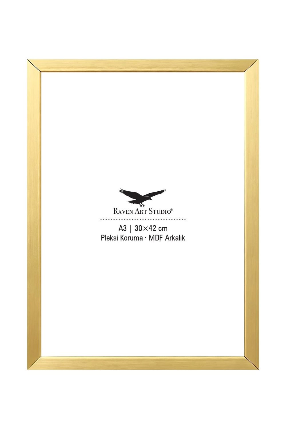 Ermitaj A3 Ebat 30cm x 42cm Altın Resim Fotoğraf Belge Poster Evrak Çerçevesi Korumalı Kırılmaz Pleksi Cam