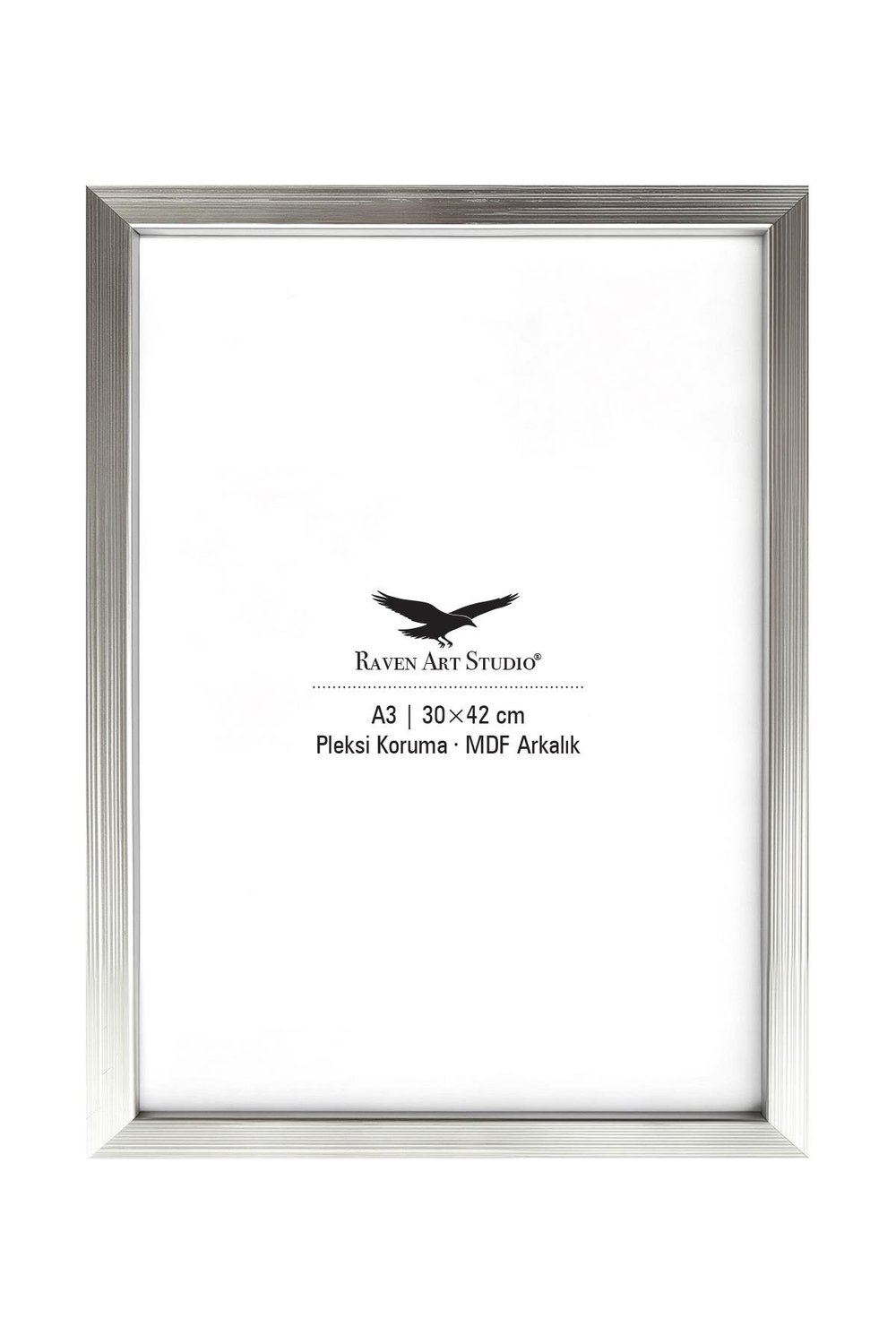 Ermitaj A3 Ebat 30cm x 42cm Gümüş Resim Fotoğraf Belge Poster Evrak Çerçevesi Korumalı Kırılmaz Pleksi Cam