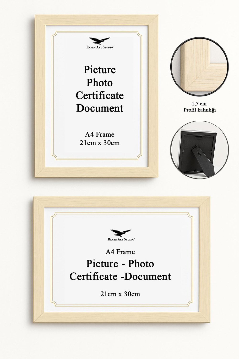 Ermitaj A4 Ebat 21cm x 30cm Sedef Resim Fotoğraf Belge Poster Evrak Çerçevesi Korumalı Kırılmaz Pleksi Cam