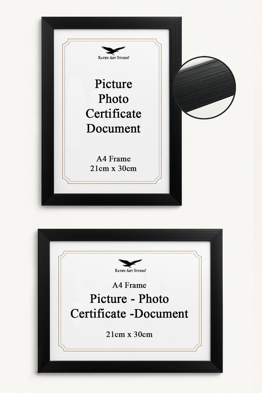 Ermitaj A4 Ebat 21cm x 30cm Siyah Resim Fotoğraf Belge Poster Evrak Çerçevesi Korumalı Kırılmaz Pleksi Cam