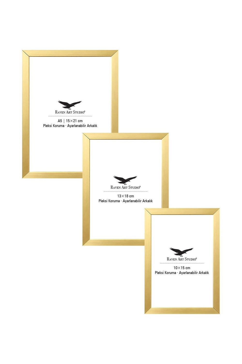 Ermitaj Altın 3lü Set 10x15cm + 13x18cm + 15x21cm Korumalı Kırılmaz Pleksi Cam