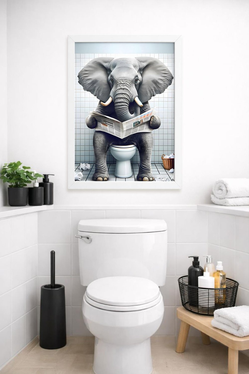 KOI Art Design Elepoo Tablo + Ermitaj A3-30x42 cm Beyaz Çerçeve