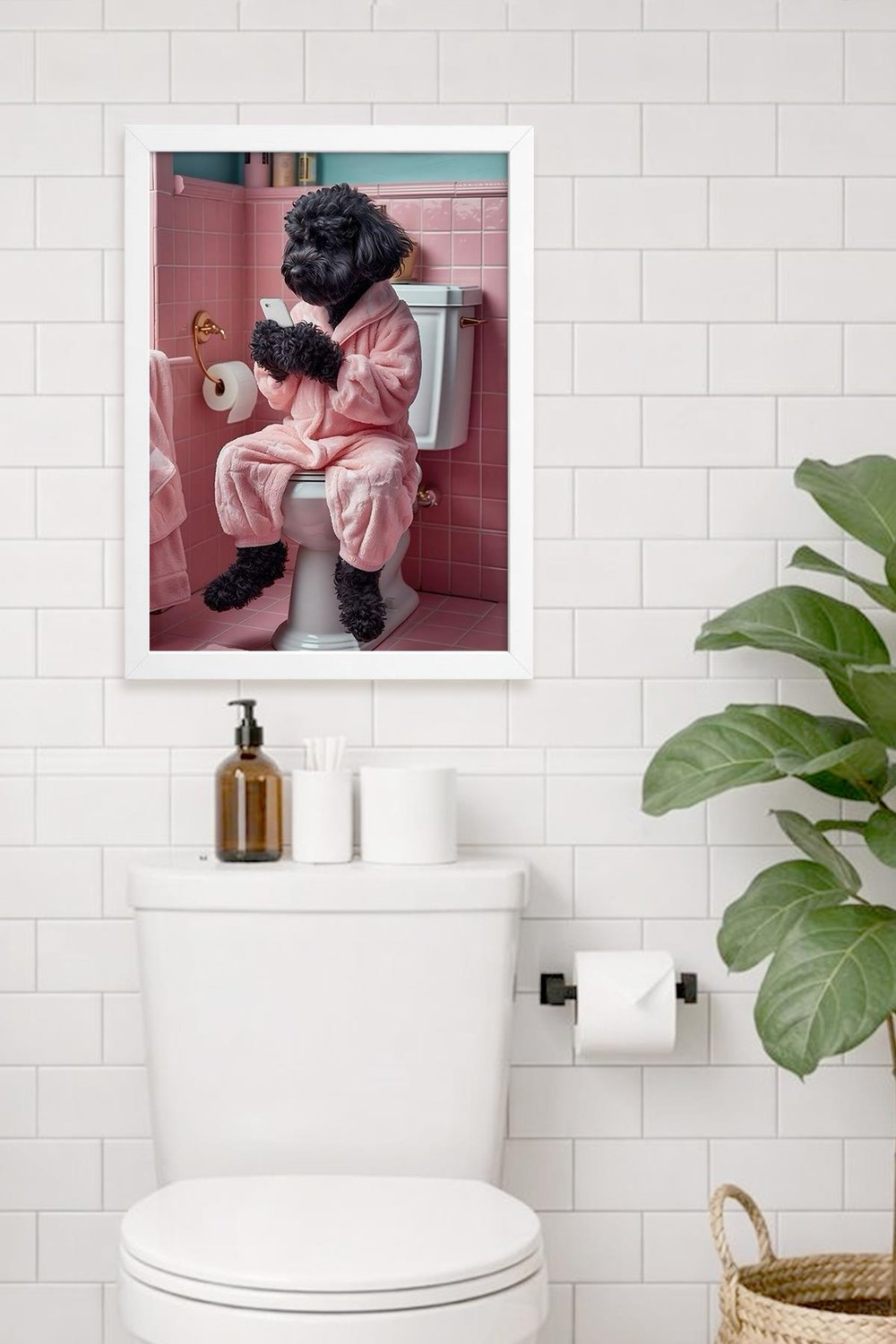 KOI Art Design Scroll Dog Tablo + Ermitaj A3-30x42 cm Beyaz Çerçeve