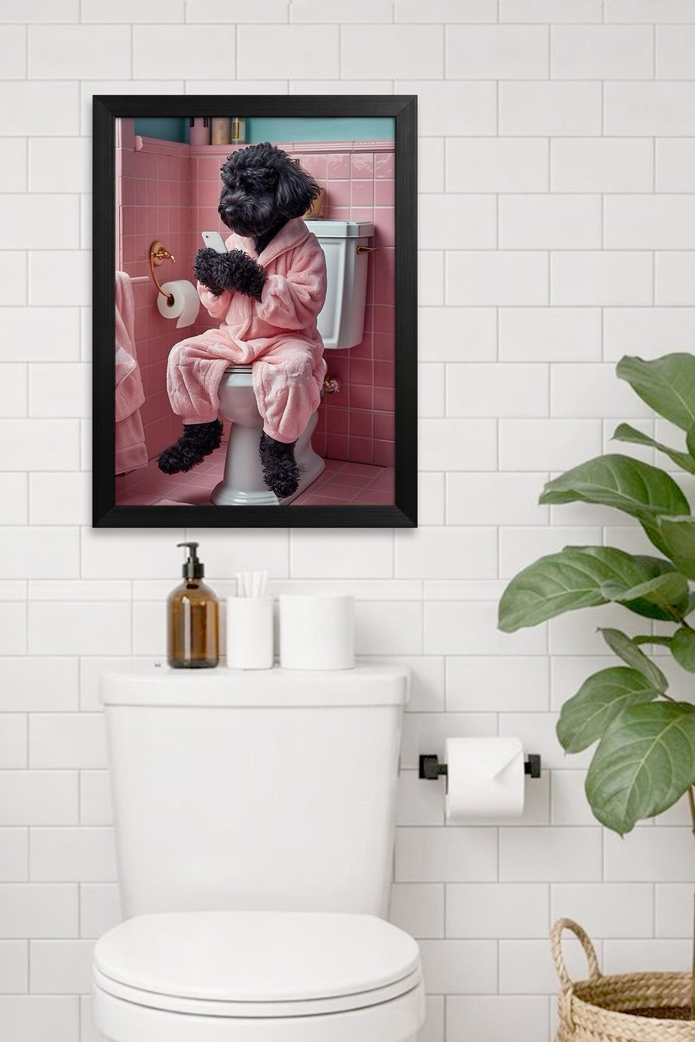 KOI Art Design Scroll Dog Tablo + Ermitaj A3-30x42 cm Siyah Çerçeve