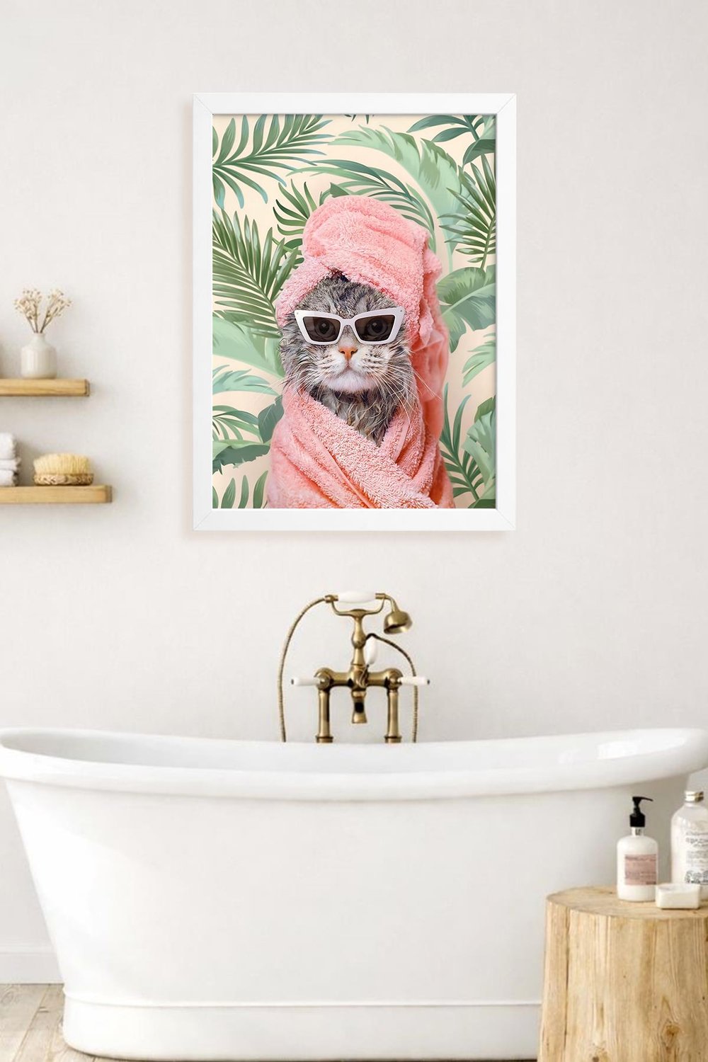 KOI Art Design Spa Cat Tablo + Ermitaj A3-30x42 cm Beyaz Çerçeve