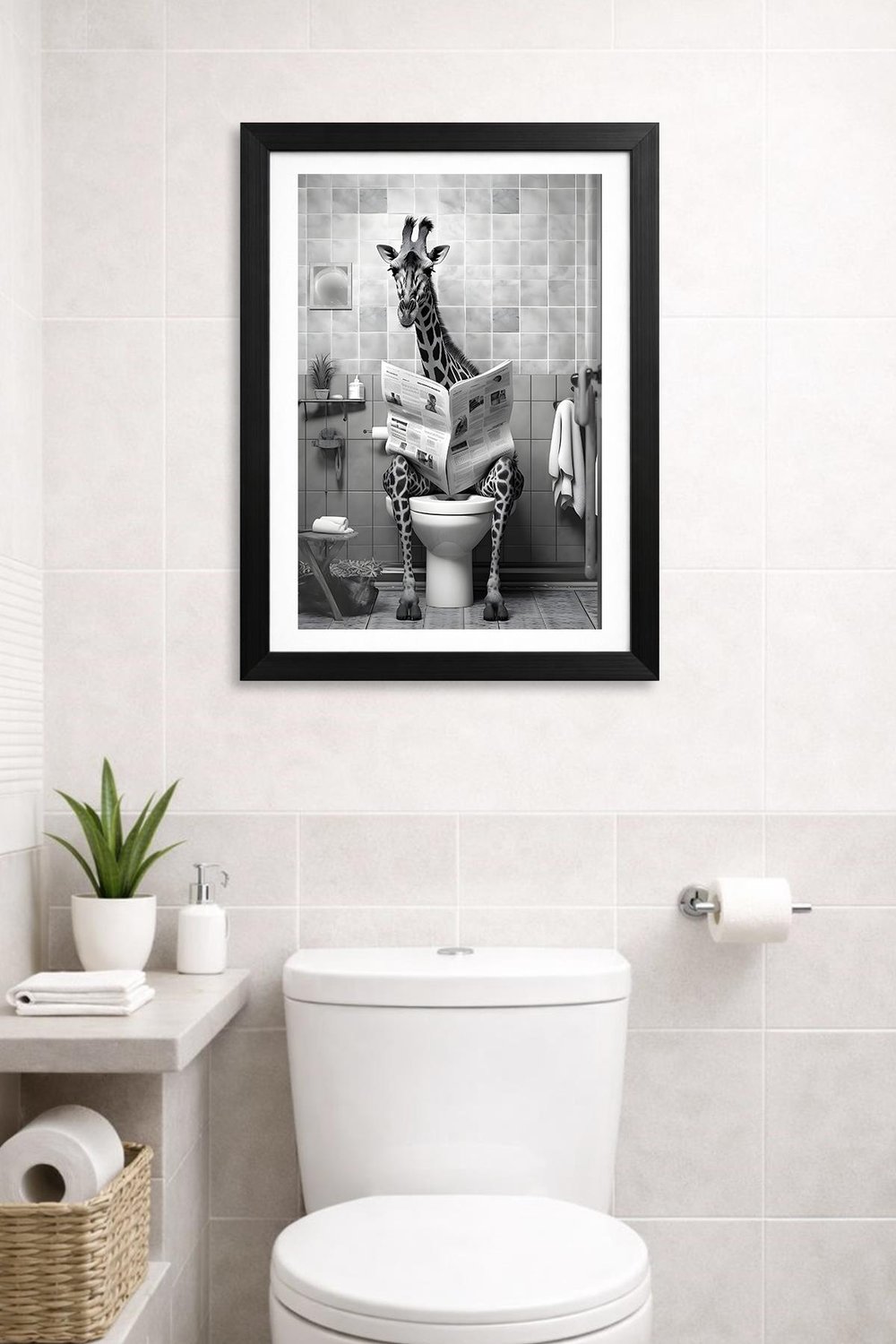 KOI Art Design Zürafa Tablo + Ermitaj A3-30x42 cm Siyah Çerçeve