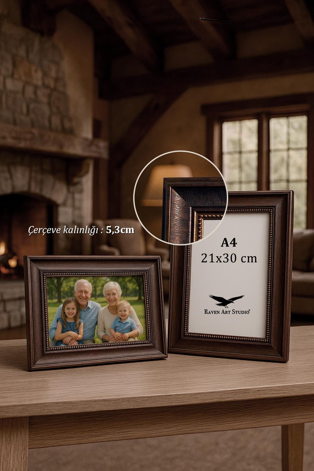 Madame A4-21x30cm Kahverengi Resim Fotoğraf Belge Poster Evrak Çerçevesi Korumalı Kırılmaz Pleksi Cam